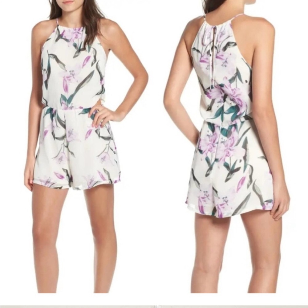 Leith white purple floral romper